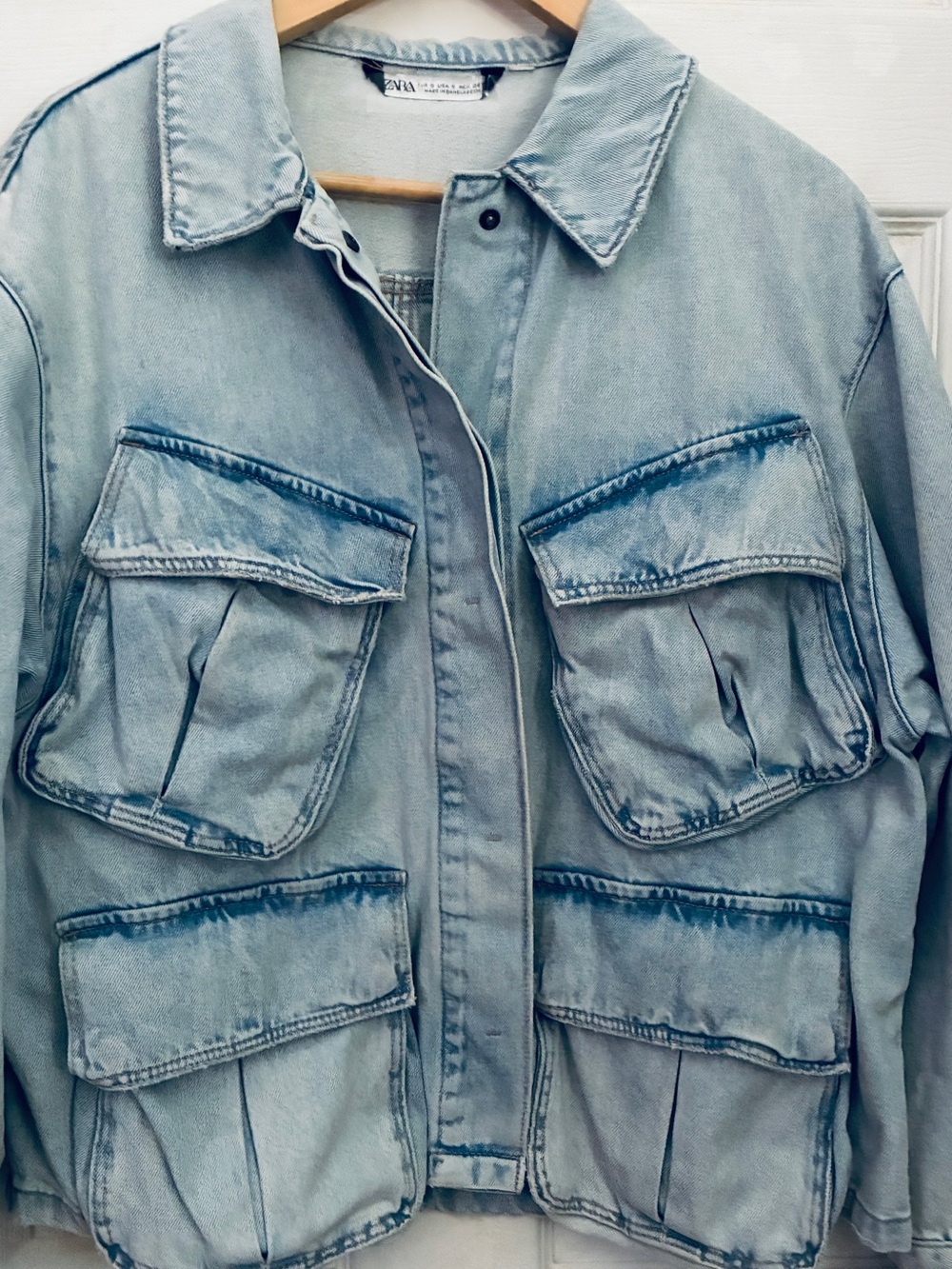 Zara Light Wash Utility Denim Jacket - Picture 6 of 7